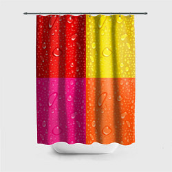 Шторка для душа Капли дождя на цветных подложках - паттерн, цвет: 3D-принт