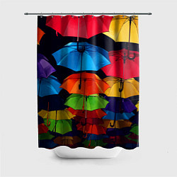 Шторка для душа Разноцветные зонтики - композиция, цвет: 3D-принт