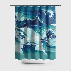 Шторка для душа Несущиеся морские волны, цвет: 3D-принт