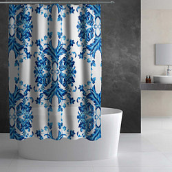 Шторка для душа Гжель синие цветы, цвет: 3D-принт — фото 2