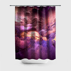 Шторка для душа Необычное фиолетовое облако, цвет: 3D-принт