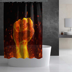 Шторка для душа Кулак в огне, цвет: 3D-принт — фото 2