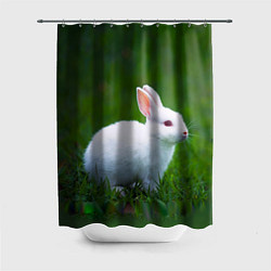 Шторка для душа Кролик на фоне травы, цвет: 3D-принт