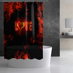 Шторка для душа Fire love, цвет: 3D-принт — фото 2