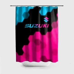 Шторка для душа Suzuki - neon gradient: символ сверху, цвет: 3D-принт