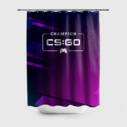 Шторка для душа Counter Strike gaming champion: рамка с лого и джо, цвет: 3D-принт