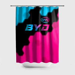 Шторка для душа BYD - neon gradient: символ сверху, цвет: 3D-принт