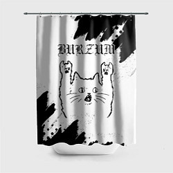 Шторка для душа Burzum рок кот на светлом фоне, цвет: 3D-принт