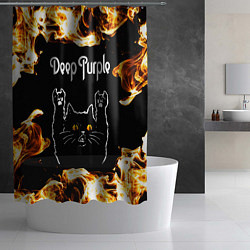 Шторка для душа Deep Purple рок кот и огонь, цвет: 3D-принт — фото 2