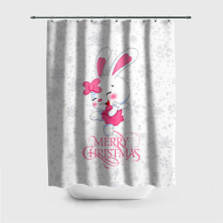 Шторка для ванной Merry Christmas, cute bunny