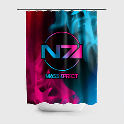 Шторка для душа Mass Effect - neon gradient, цвет: 3D-принт