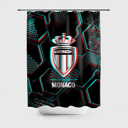 Шторка для душа Monaco FC в стиле glitch на темном фоне, цвет: 3D-принт