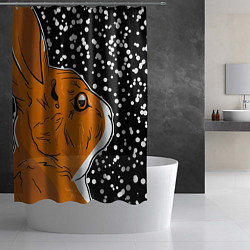 Шторка для душа Кролик и снег, цвет: 3D-принт — фото 2