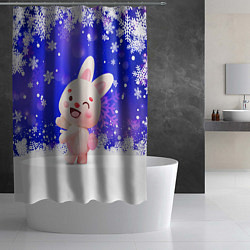 Шторка для душа Заяц и снежинки, цвет: 3D-принт — фото 2