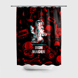 Шторка для душа Iron Maiden rock glitch, цвет: 3D-принт
