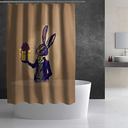 Шторка для душа Кролик в костюме с подарком, цвет: 3D-принт — фото 2