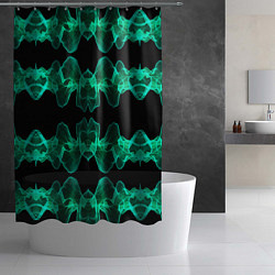 Шторка для душа Зелёные абстрактные полосы фракталов, цвет: 3D-принт — фото 2