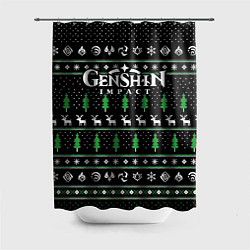 Шторка для душа Новогодний свитер - Genshin impact, цвет: 3D-принт