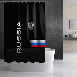 Шторка для душа Россия и три линии на черном фоне, цвет: 3D-принт — фото 2