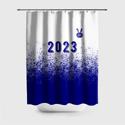 Шторка для душа 2023 Кролик рисованный: символ сверху на светлом, цвет: 3D-принт