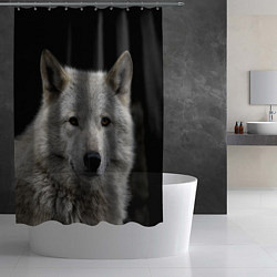 Шторка для душа Серый волк на темном фоне, цвет: 3D-принт — фото 2