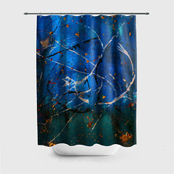 Шторка для душа Тёмно-синий туман и краски, цвет: 3D-принт