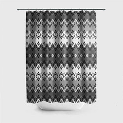 Шторка для ванной Серый геометрический полосатый орнамент