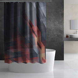 Шторка для душа Серые и красные призрачные стёкла, цвет: 3D-принт — фото 2