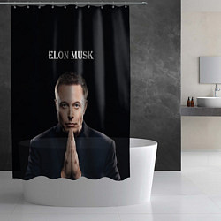 Шторка для душа Илон Маск, портрет на черном фоне, цвет: 3D-принт — фото 2
