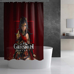 Шторка для душа Дэхья и огонь Персонаж Genshin Impact, цвет: 3D-принт — фото 2
