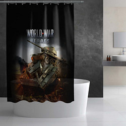 Шторка для душа World War Heroes логотип и танки, цвет: 3D-принт — фото 2