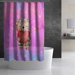 Шторка для душа Милый мишка с сердечком, цвет: 3D-принт — фото 2
