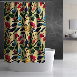 Шторка для душа Эффект вышивки цветочная поляна, цвет: 3D-принт — фото 2