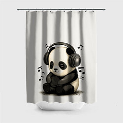 Шторка для душа Милая панда в наушниках, цвет: 3D-принт