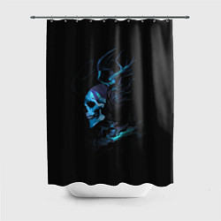 Шторка для душа Blue skeleton with horns, цвет: 3D-принт