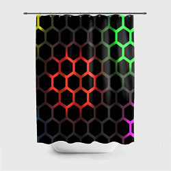 Шторка для душа Gradient hexagon genshin, цвет: 3D-принт