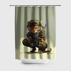 Шторка для душа Милитари тигр, цвет: 3D-принт