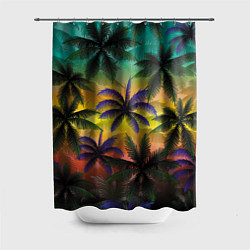 Шторка для душа Кроны пальм, Багамы, цвет: 3D-принт