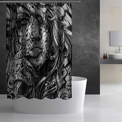 Шторка для душа Девушка монохром, цвет: 3D-принт — фото 2