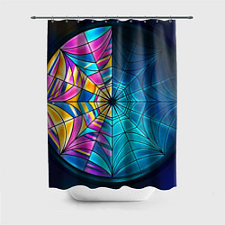 Шторка для душа Уэнсдей - окно ночной витраж - текстура зерна, цвет: 3D-принт
