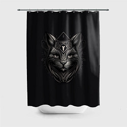 Шторка для душа Чёрный готический кот, цвет: 3D-принт