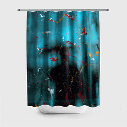 Шторка для душа Абстрактный светло-синий туман и краски, цвет: 3D-принт