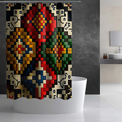 Шторка для душа Русский узор крестиком, цвет: 3D-принт — фото 2