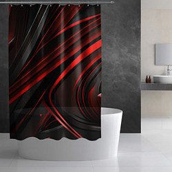 Шторка для душа Black and red abstract, цвет: 3D-принт — фото 2