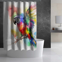 Шторка для душа Разноцветный акварельный попугай, цвет: 3D-принт — фото 2