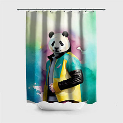 Шторка для душа Прикольный панда в модной куртке, цвет: 3D-принт