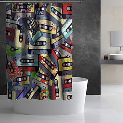 Шторка для душа Касеты 80-е, цвет: 3D-принт — фото 2