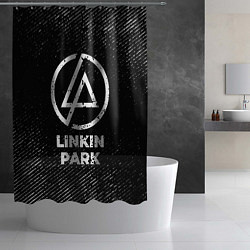 Шторка для душа Linkin Park с потертостями на темном фоне, цвет: 3D-принт — фото 2