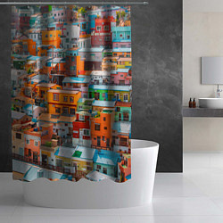 Шторка для душа Красочный Камчхон-дон в городе Пусан, цвет: 3D-принт — фото 2