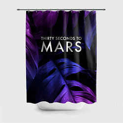 Шторка для душа Thirty Seconds to Mars neon monstera, цвет: 3D-принт